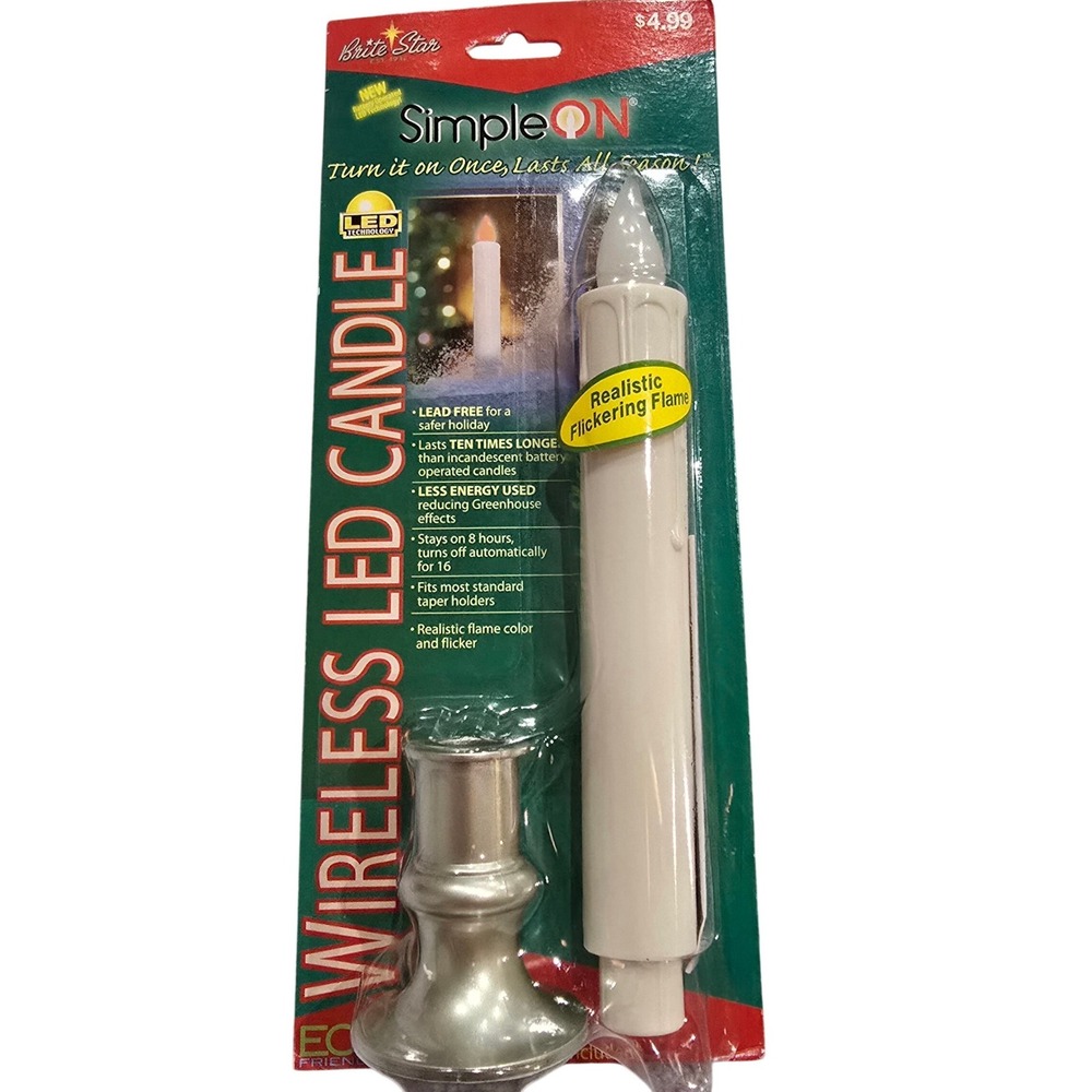 Brite Star Simple-On Wireless LED Candle Realistic Flickering Flame with Timer